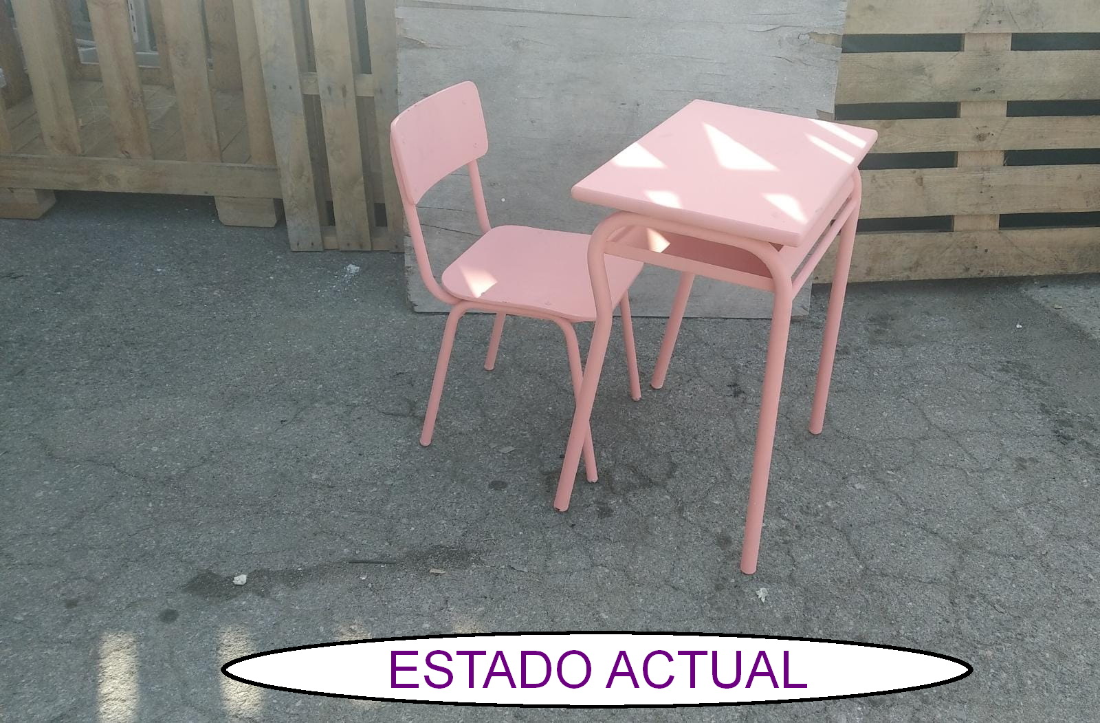 conjunto mesa pupitre + silla blanco pintado (8-15-23eu) 3u